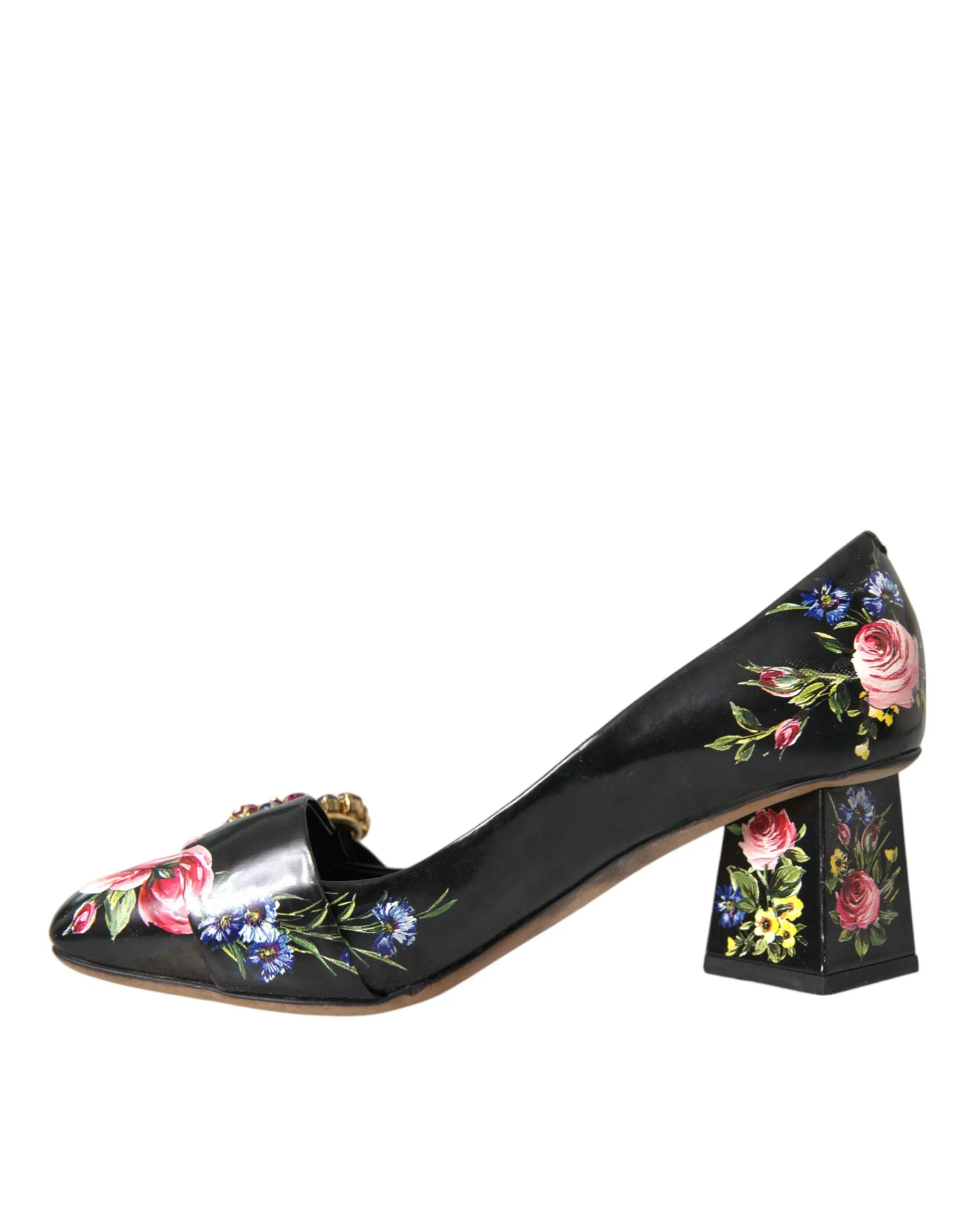 Black Floral Crystals Leather Pumps Shoes sold by Louxly product image thumbnail 5