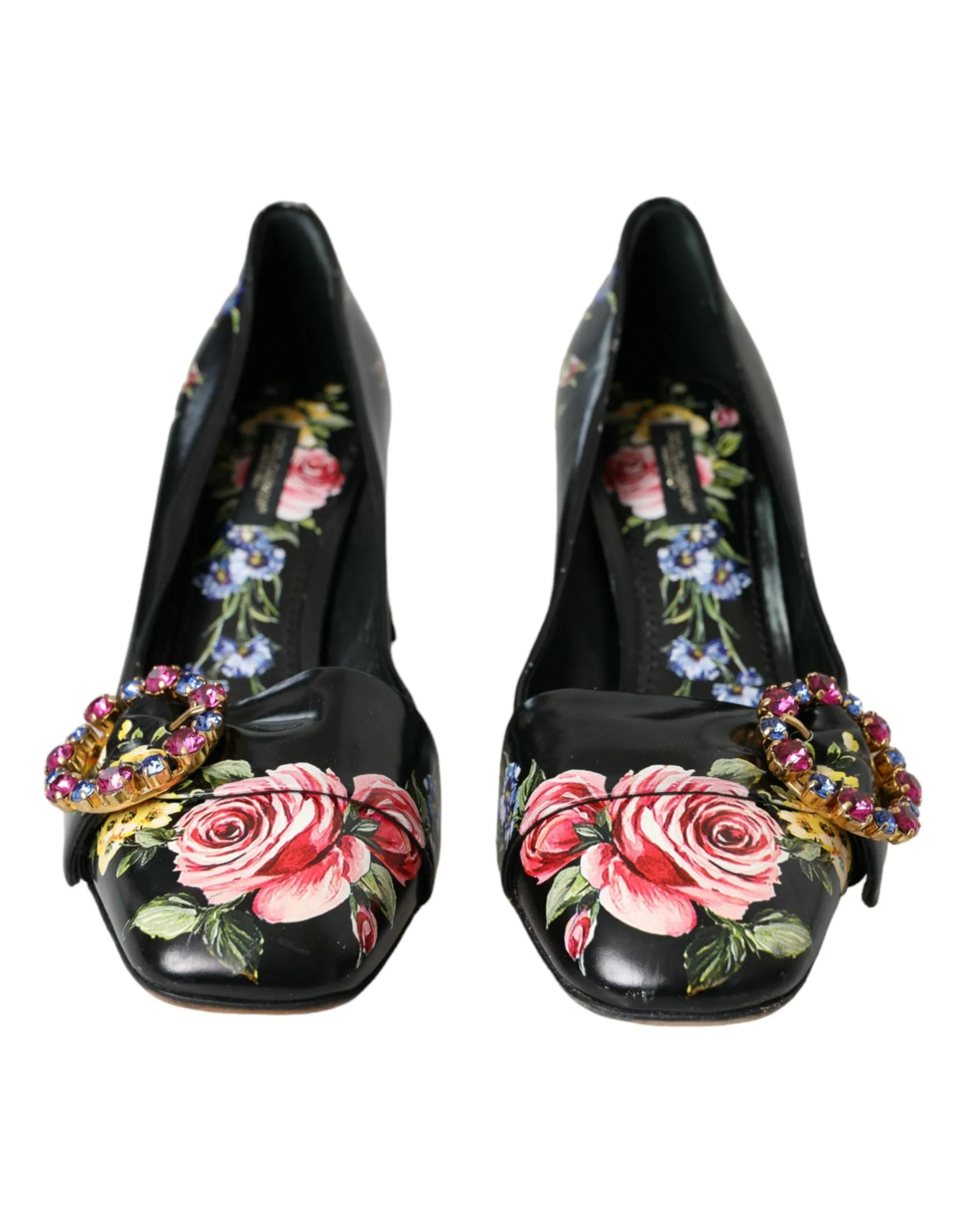 Black Floral Crystals Leather Pumps Shoes sold by Louxly product image thumbnail 2