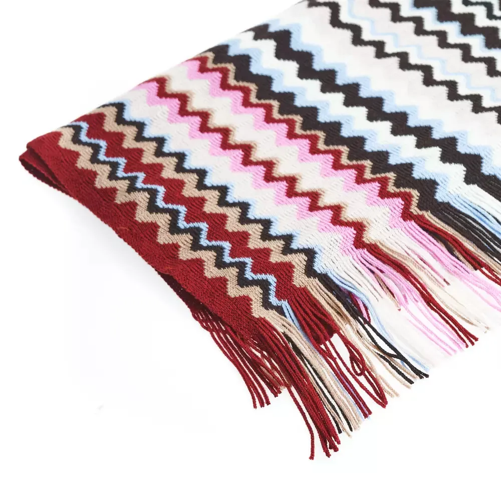 Geometric Pattern Fringed Scarf in Vibrant Tones sold by Louxly product image thumbnail 3
