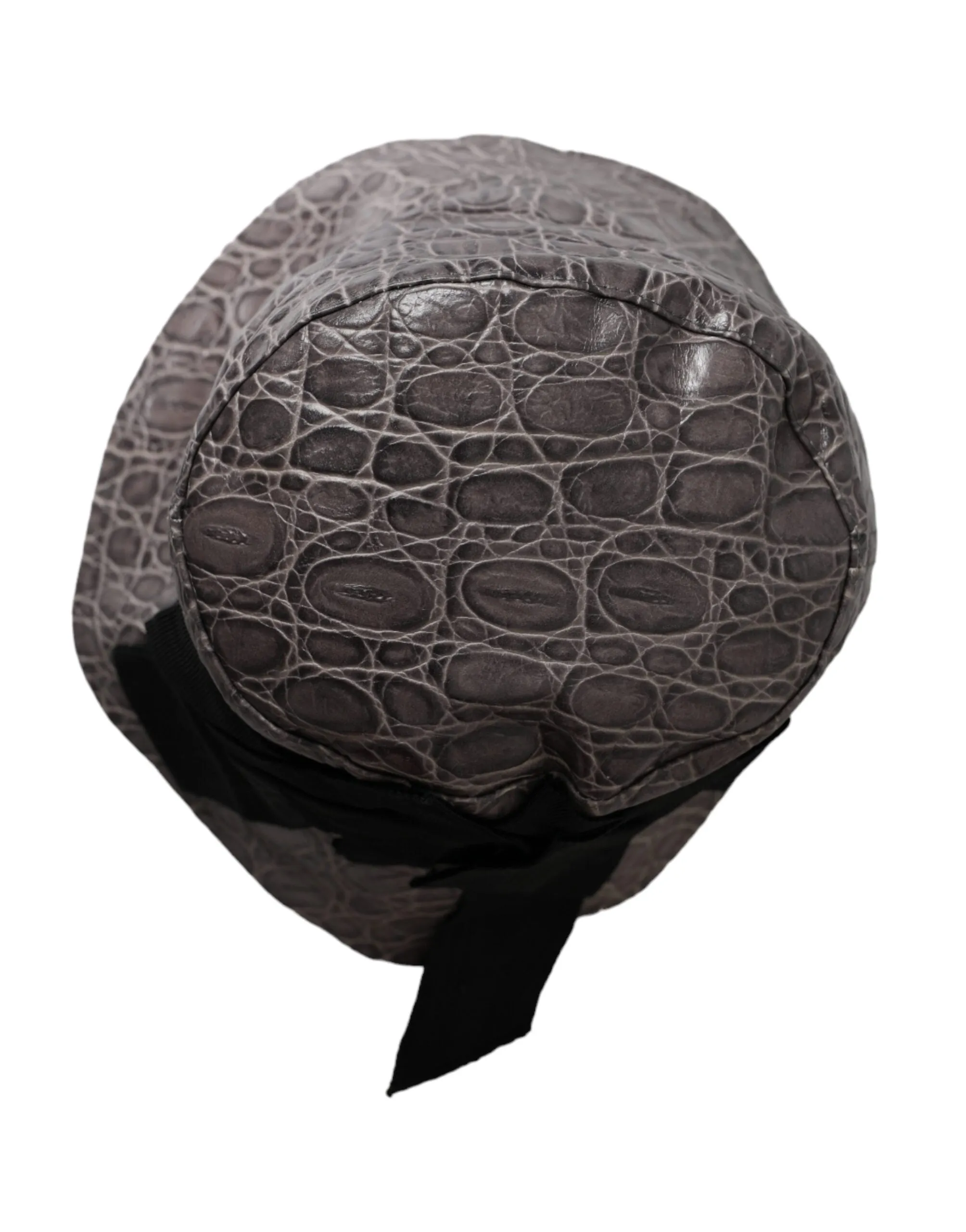Black Gray Patterned Leather Bucket Hat sold by Louxly product image thumbnail 3