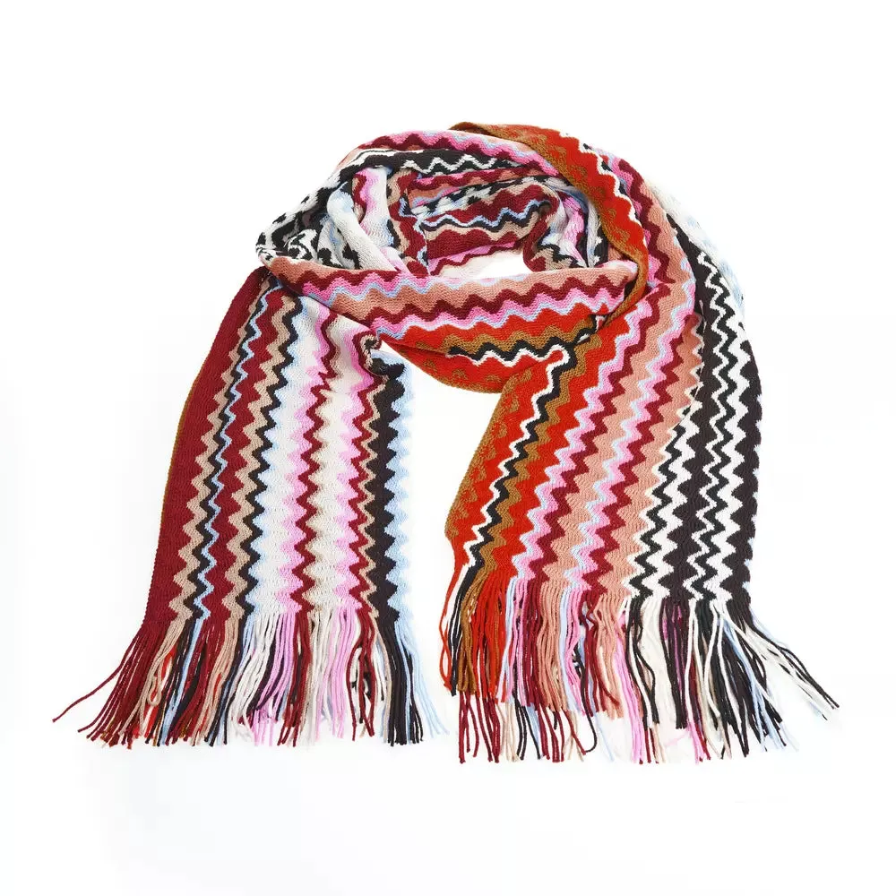 Geometric Pattern Fringed Scarf in Vibrant Tones sold by Louxly product image thumbnail 5