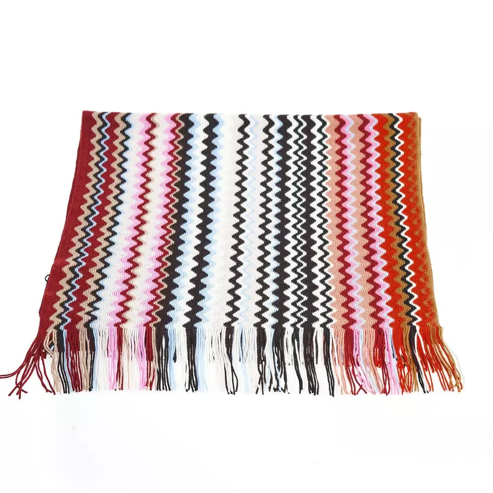 Geometric Pattern Fringed Scarf in Vibrant Tones sold by Louxly product image thumbnail 2