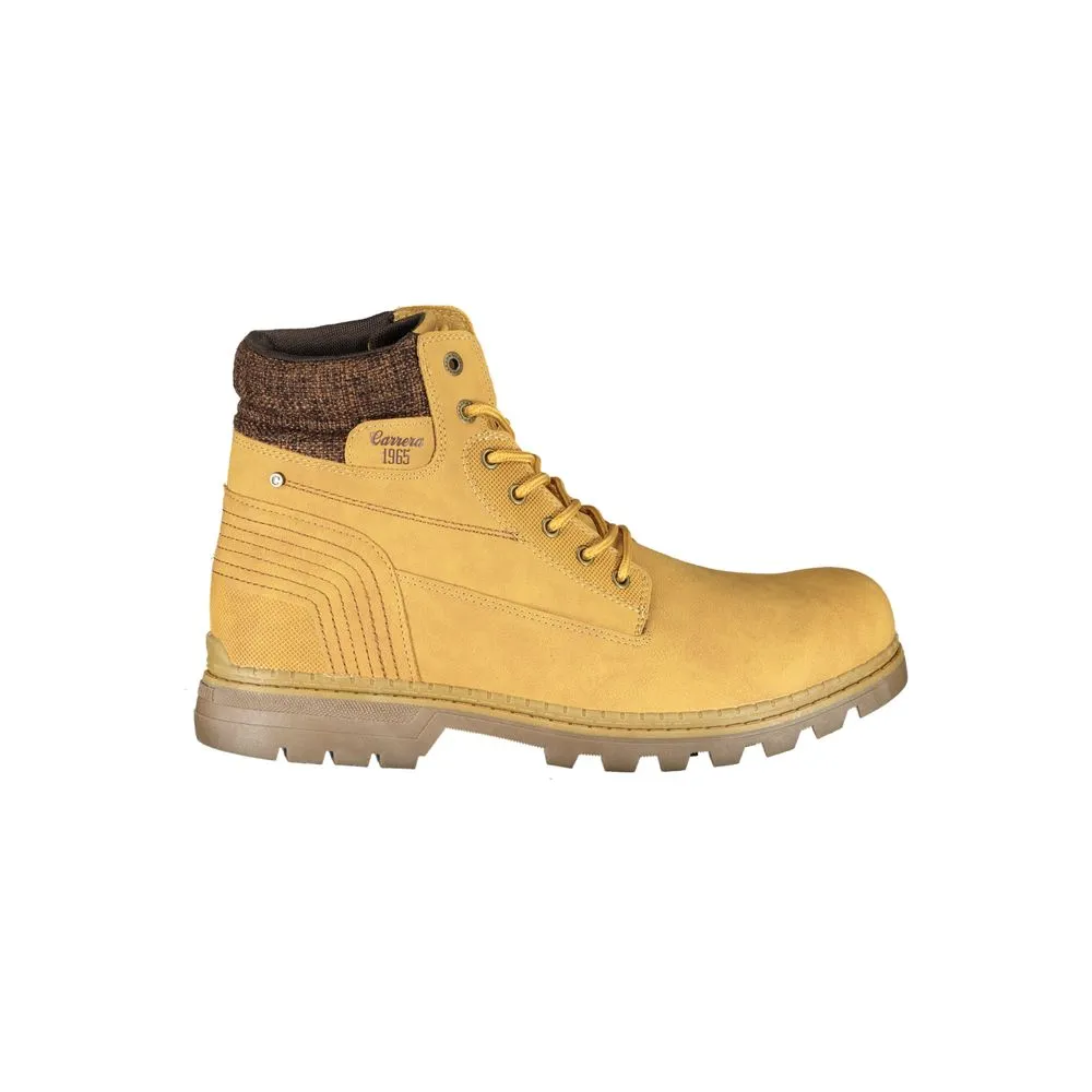 Sleek Yellow Lace-Up Boots with Contrast Detail sold by Louxly