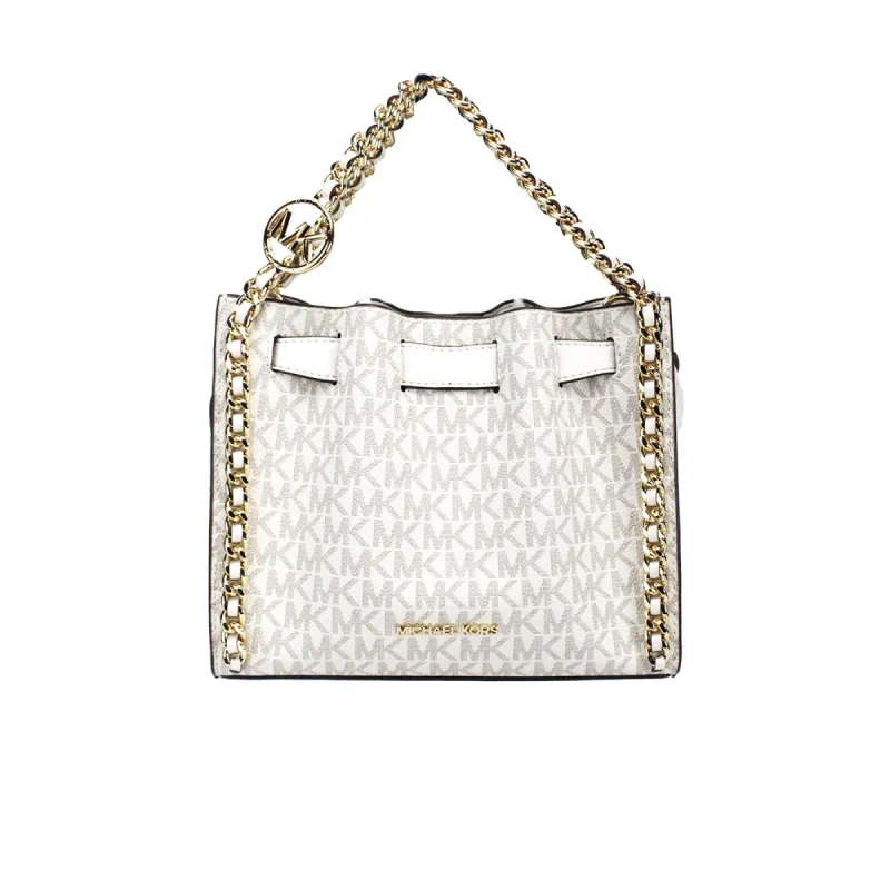Mina Small Belted Cream Signature PVC Chain Inlay Crossbody Bag sold by Louxly
