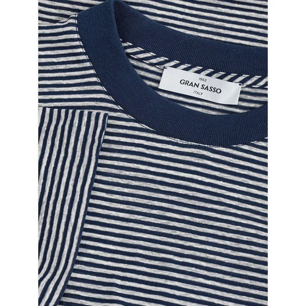 Elegant Blue Linen-Cotton Blend T-Shirt sold by Louxly product image thumbnail 3