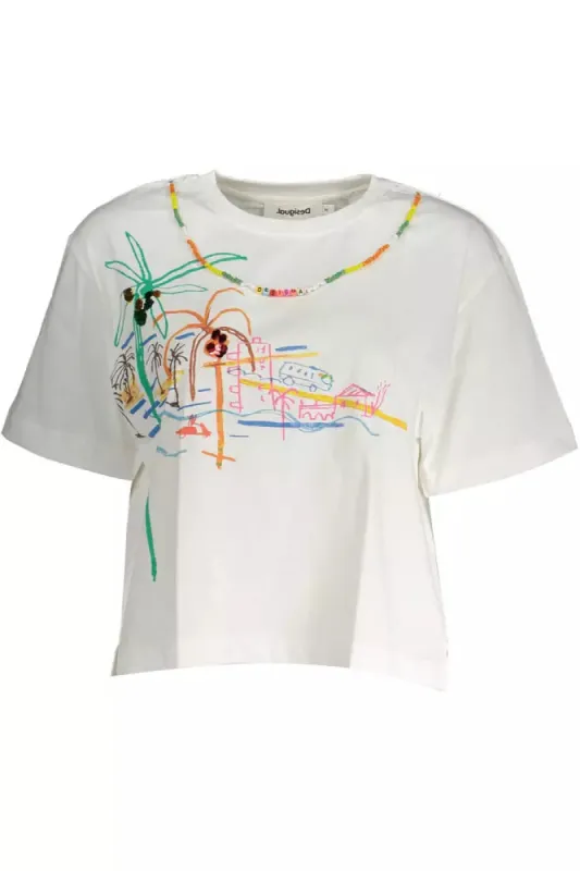 White Cotton Women Top made by Desigual