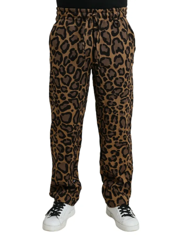 Brown Leopard Print Polyester Jogger Pants sold by Louxly