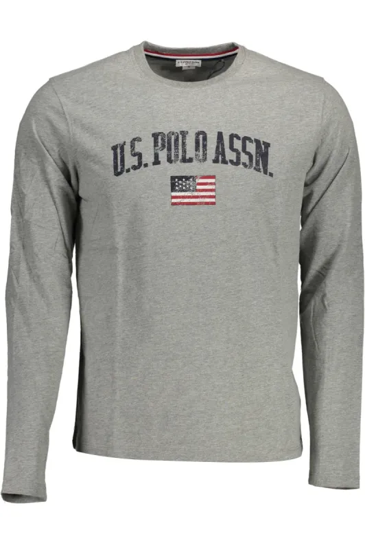 Elegant Gray Printed Long Sleeve Tee made by Louxly