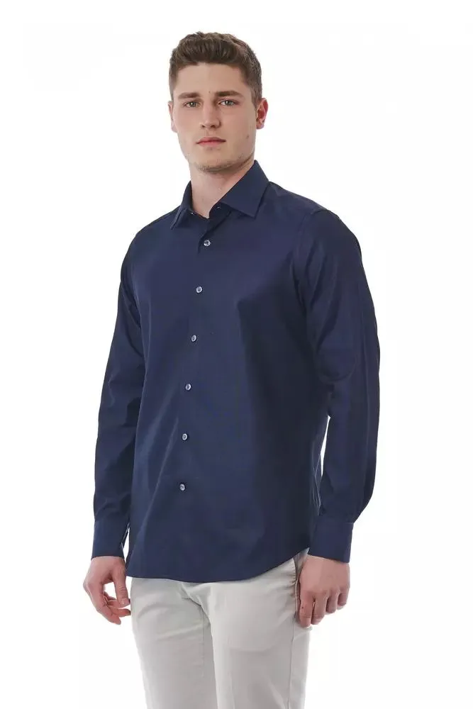 Elegant Blue Regular Fit Italian Collar Shirt sold by Louxly product image thumbnail 2