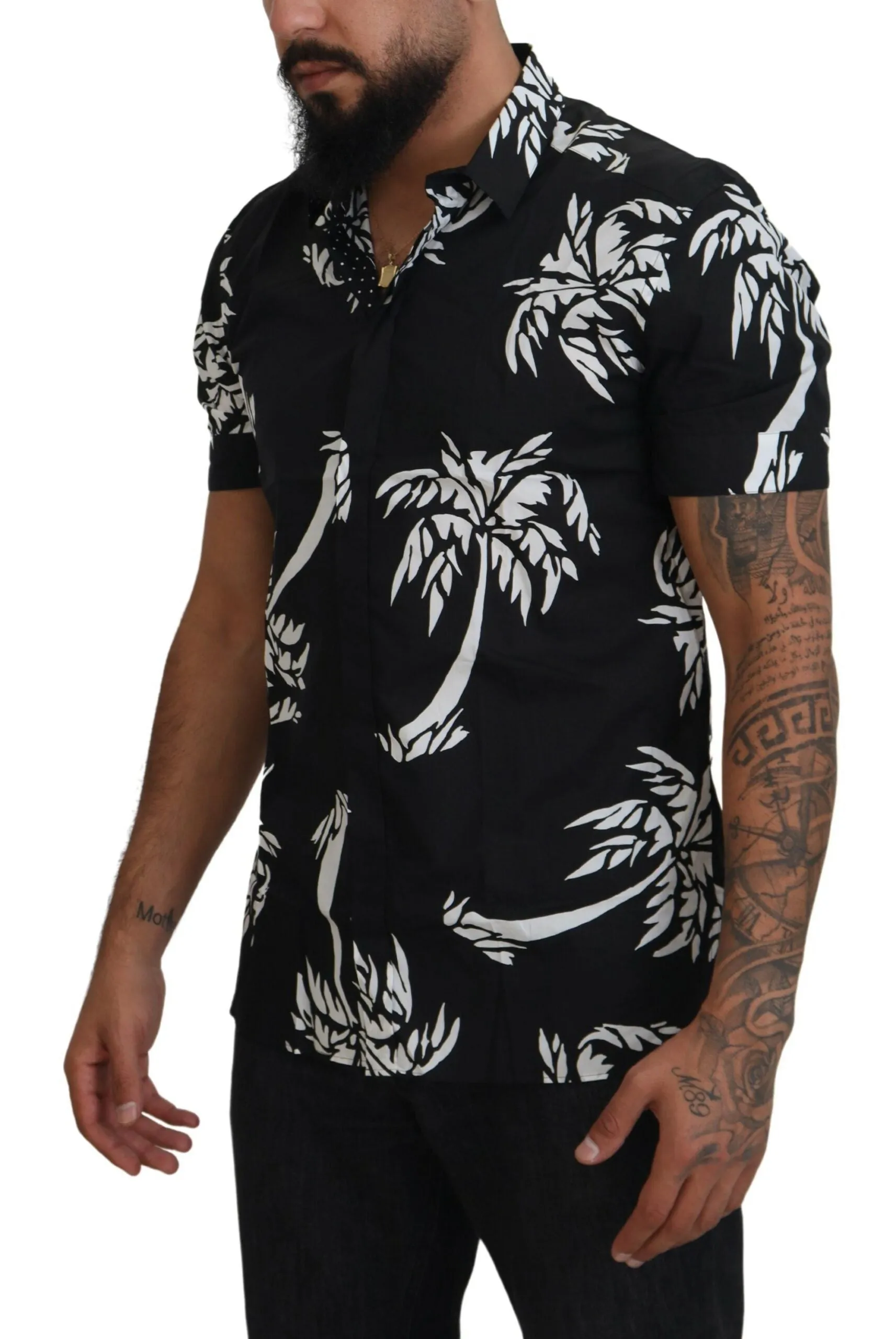 Elegant Black Palm Tree Print Casual Shirt sold by Louxly product image thumbnail 5