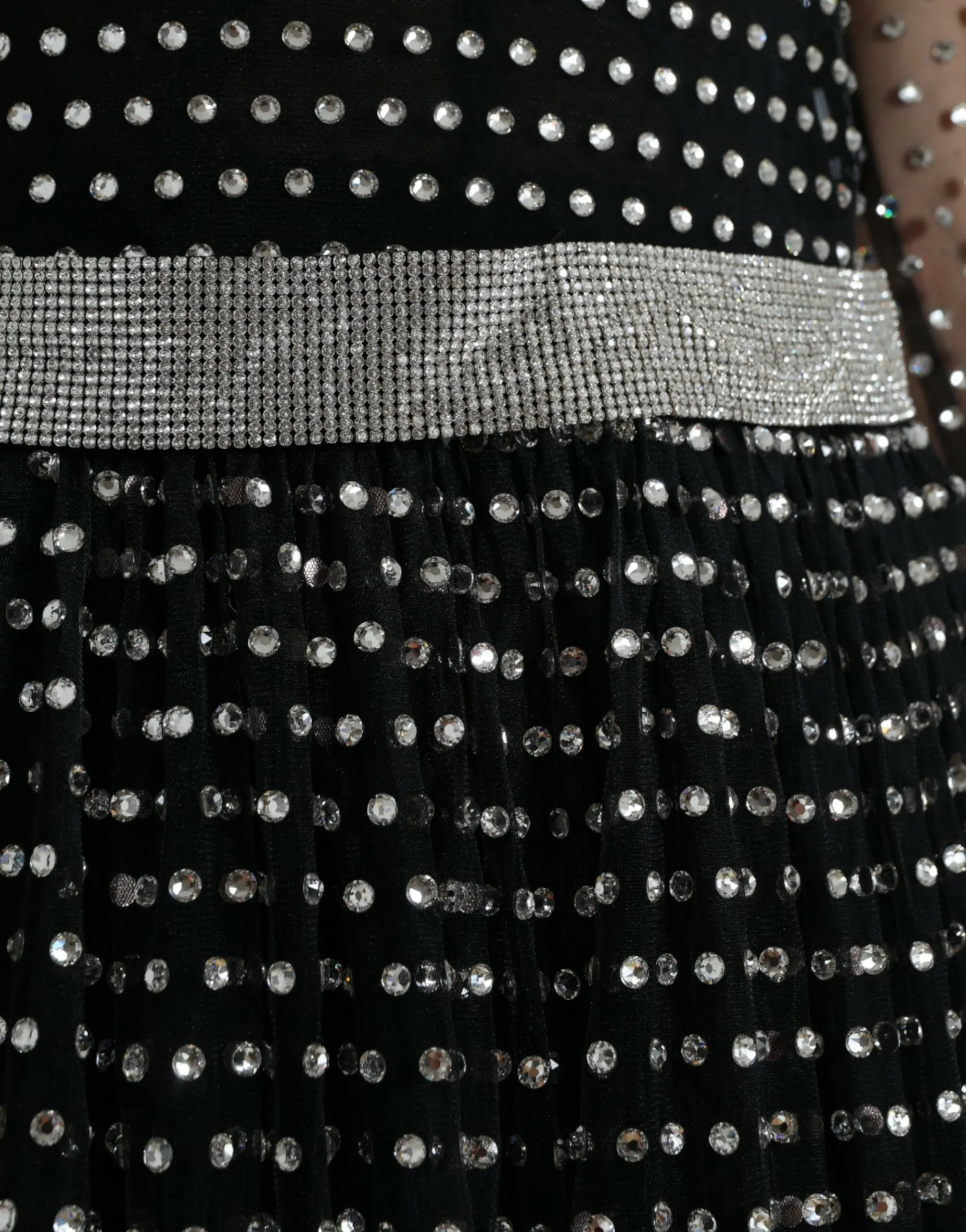 Elegant Crystal-Embellished Long Black Dress sold by Louxly product image thumbnail 4