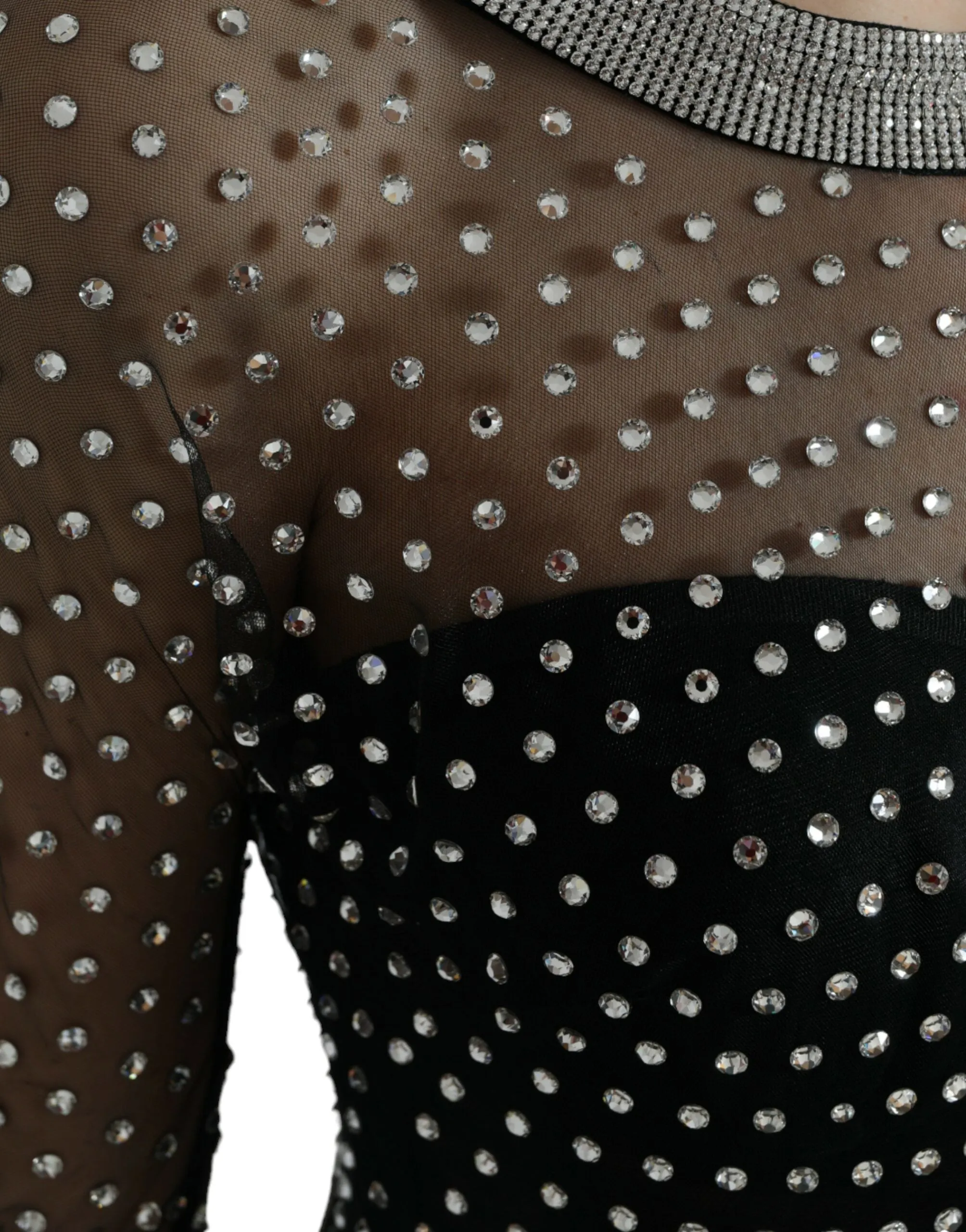 Elegant Crystal-Embellished Long Black Dress sold by Louxly product image thumbnail 5