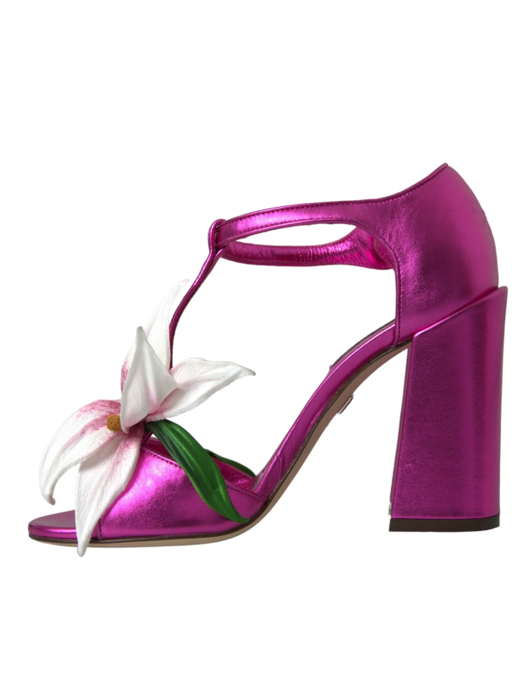 Pink Leather Crystals Floral Sandals Shoes sold by Louxly product image thumbnail 5