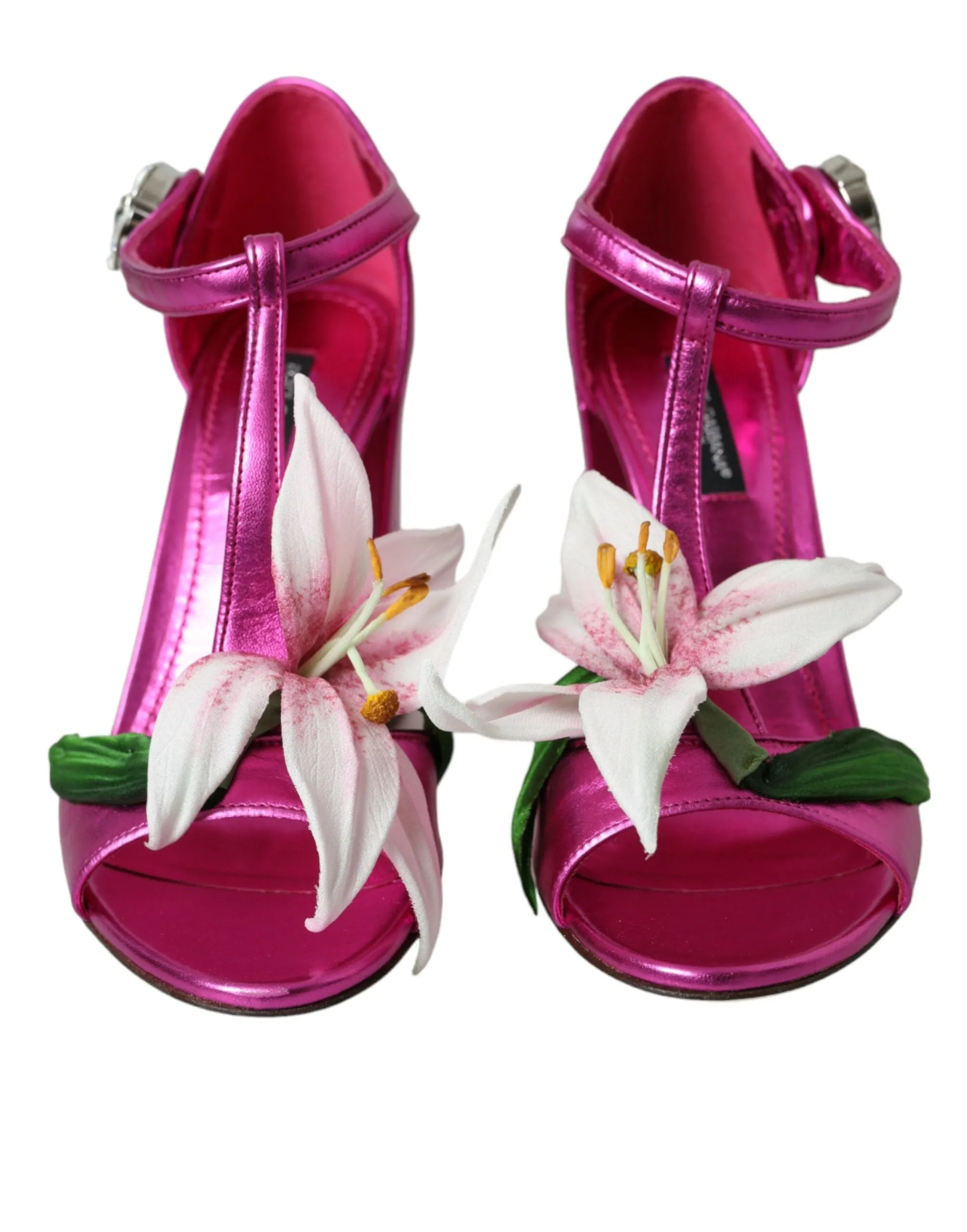 Pink Leather Crystals Floral Sandals Shoes sold by Louxly product image thumbnail 2