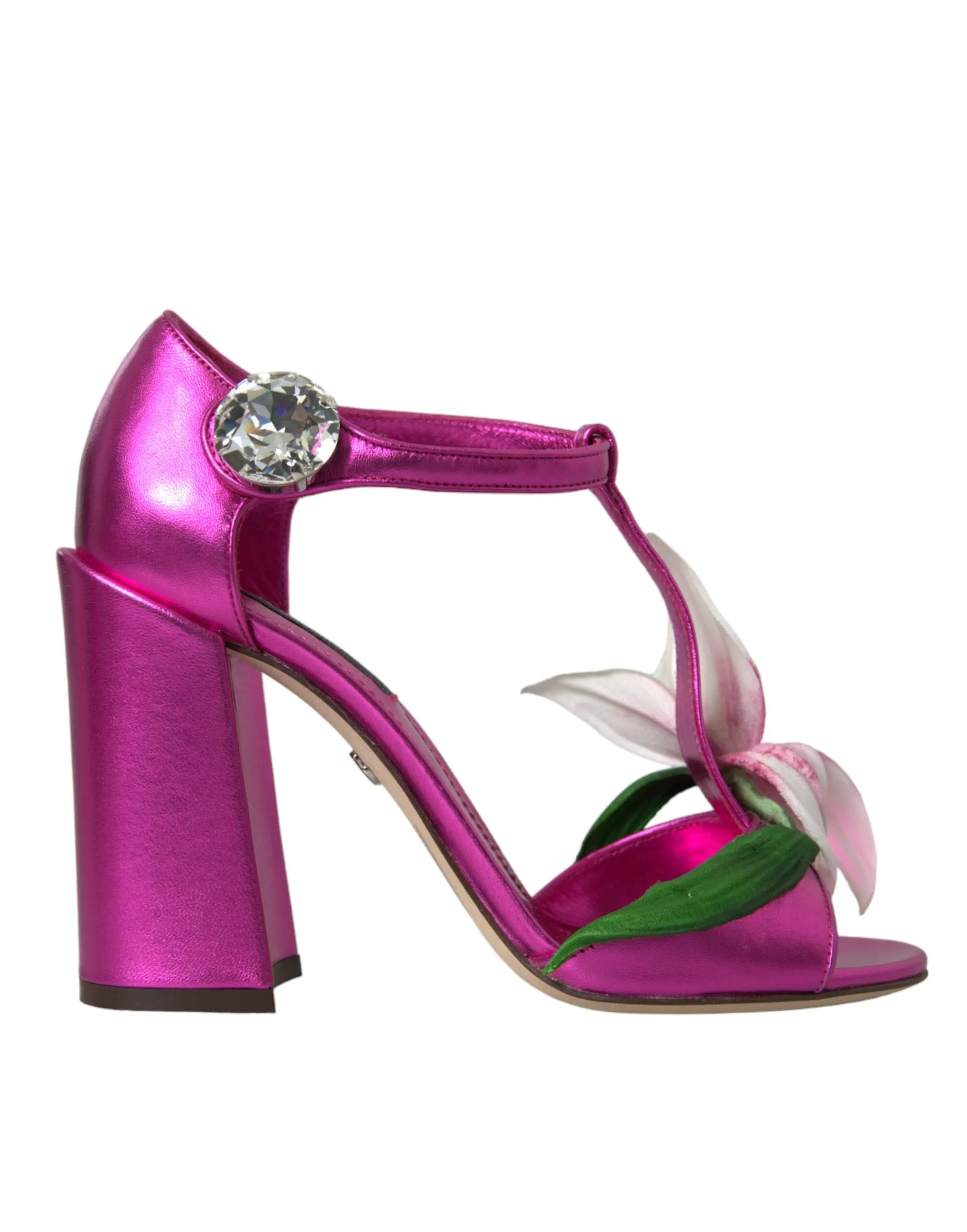 Pink Leather Crystals Floral Sandals Shoes sold by Louxly