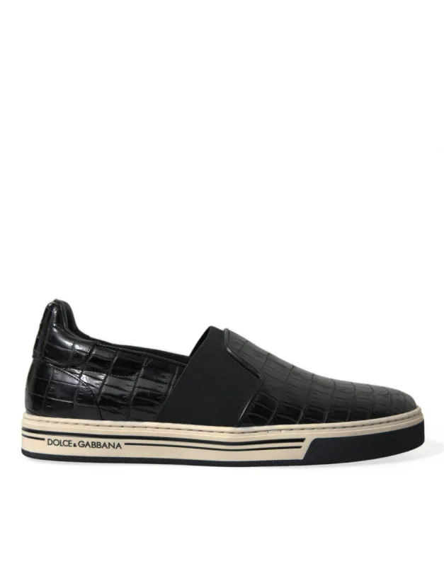 Elegant Crocodile Leather Low-Top Sneakers sold by Louxly