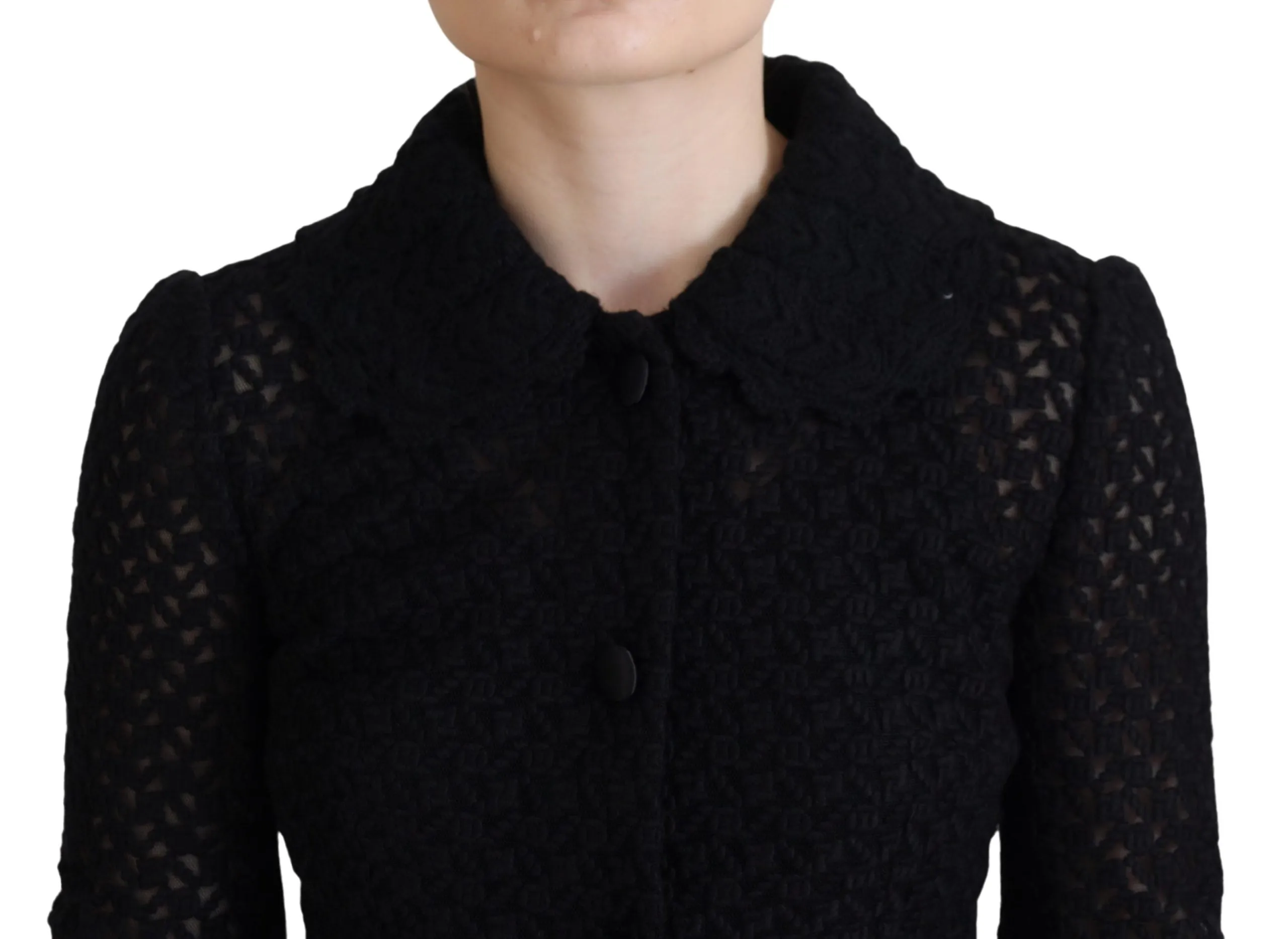 Elegant Black Wool Blend Button Down Jacket sold by Louxly product image thumbnail 4