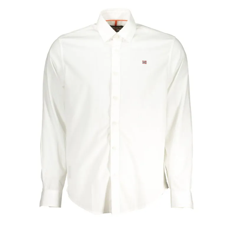 Elegant White Cotton Long-Sleeved Shirt sold by Louxly