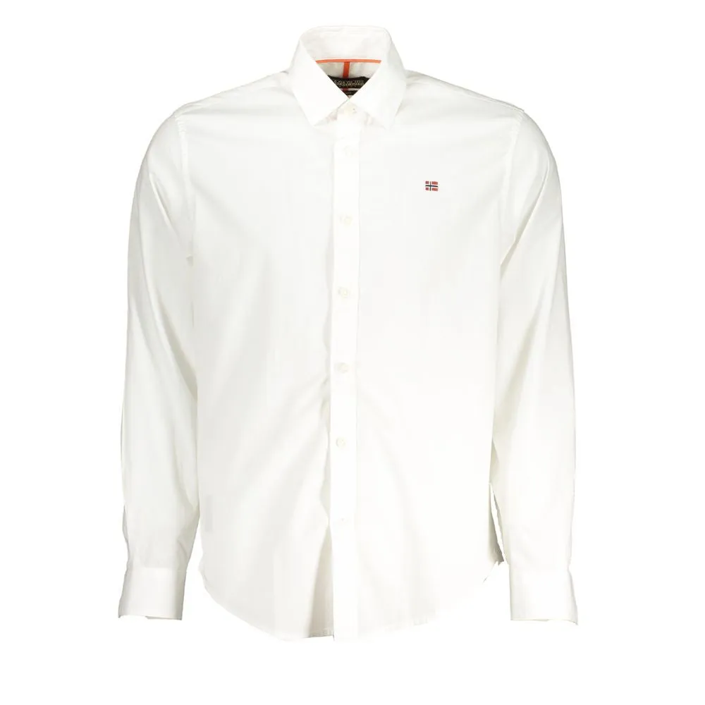 Elegant White Cotton Long-Sleeved Shirt sold by Louxly