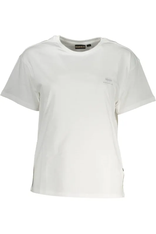 Chic White Embroidered Logo Tee sold by Louxly