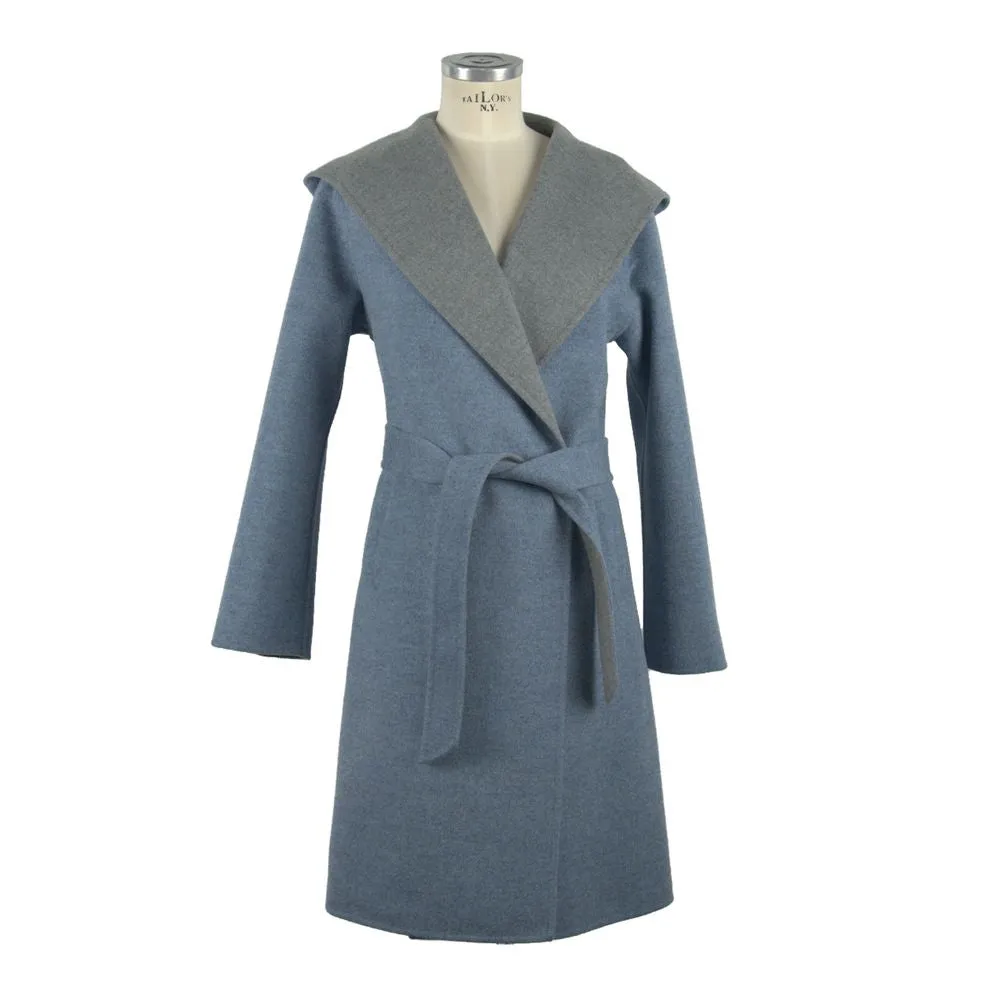 Italian Elegance Two-Tone Wool Coat with Hood sold by Louxly