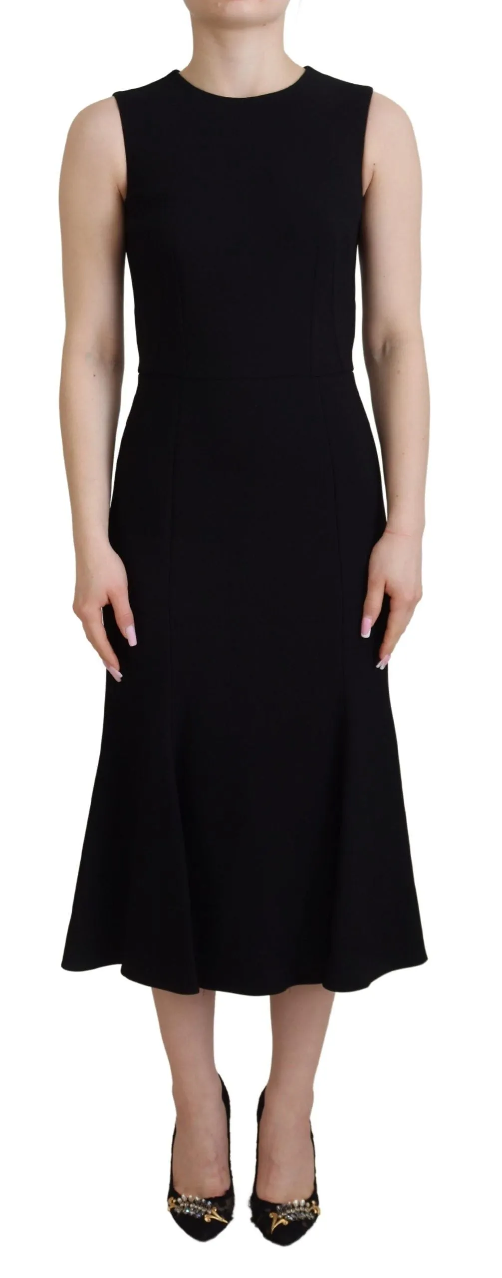 Elegant Fit and Flare Black Sheath Dress sold by Louxly