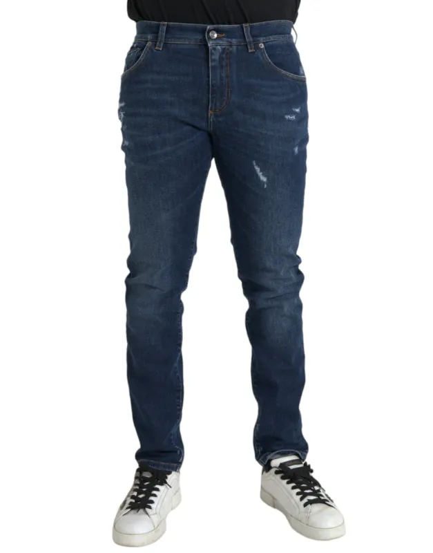 Blue Slim Fit Cotton Skinny Men Denim Jeans sold by Louxly