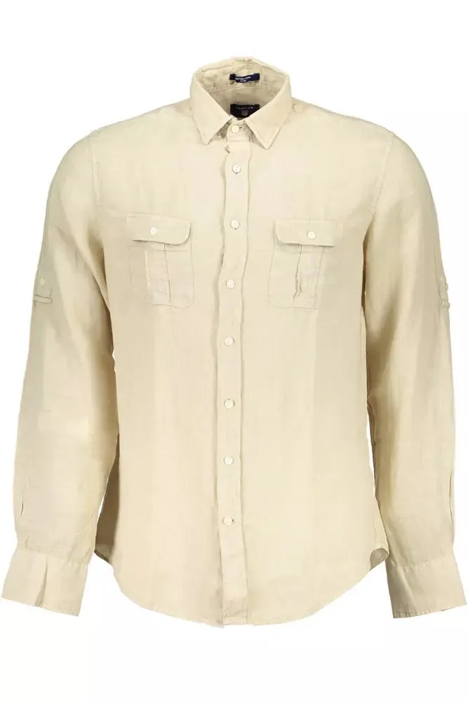 Beige Linen Men Shirt sold by Louxly