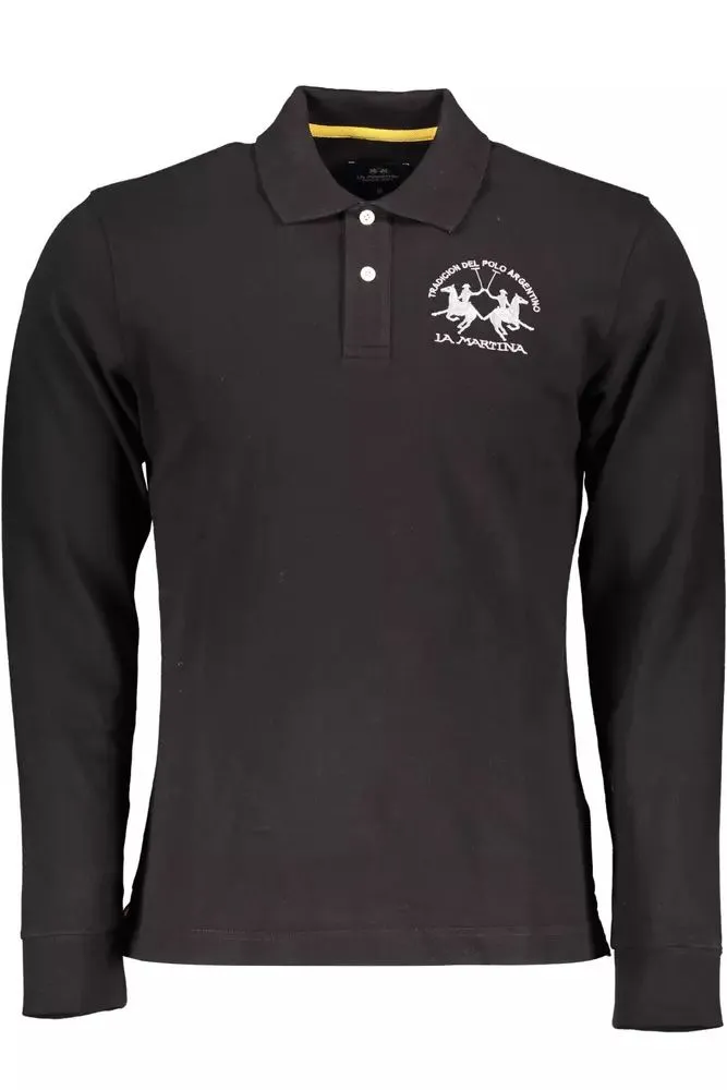 Black Cotton Men Polo Shirt sold by Louxly
