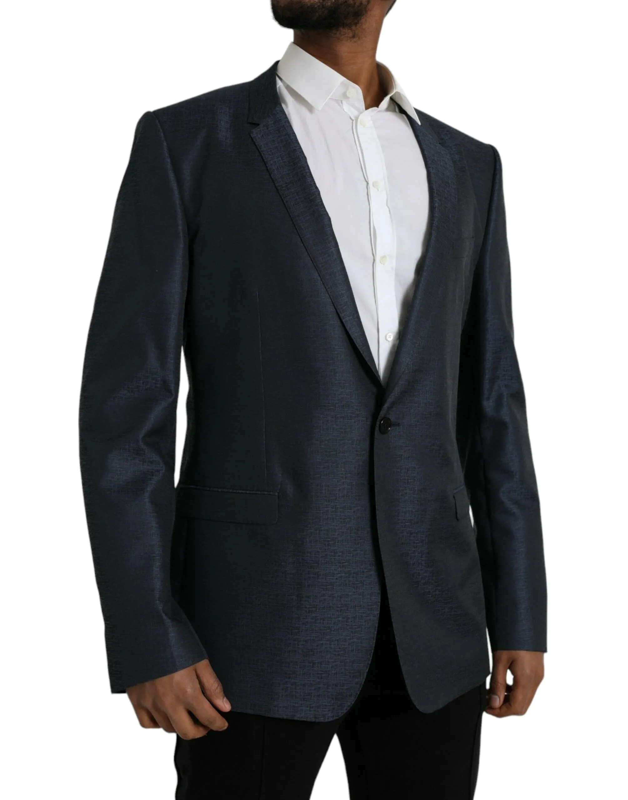 Blue Wool GOLD Single Breasted Coat Blazer sold by Louxly product image thumbnail 2