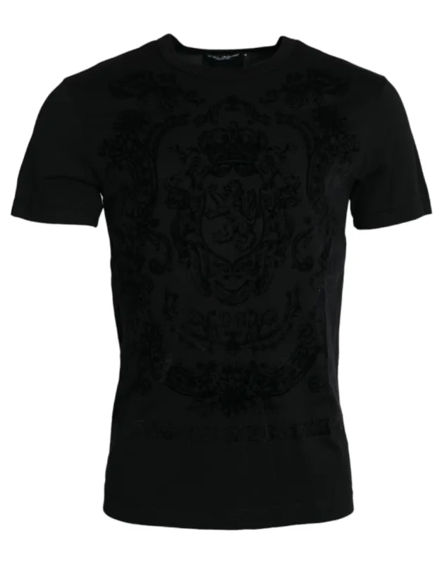 Black Lion Crown Logo Cotton Crewneck T-shirt sold by Louxly