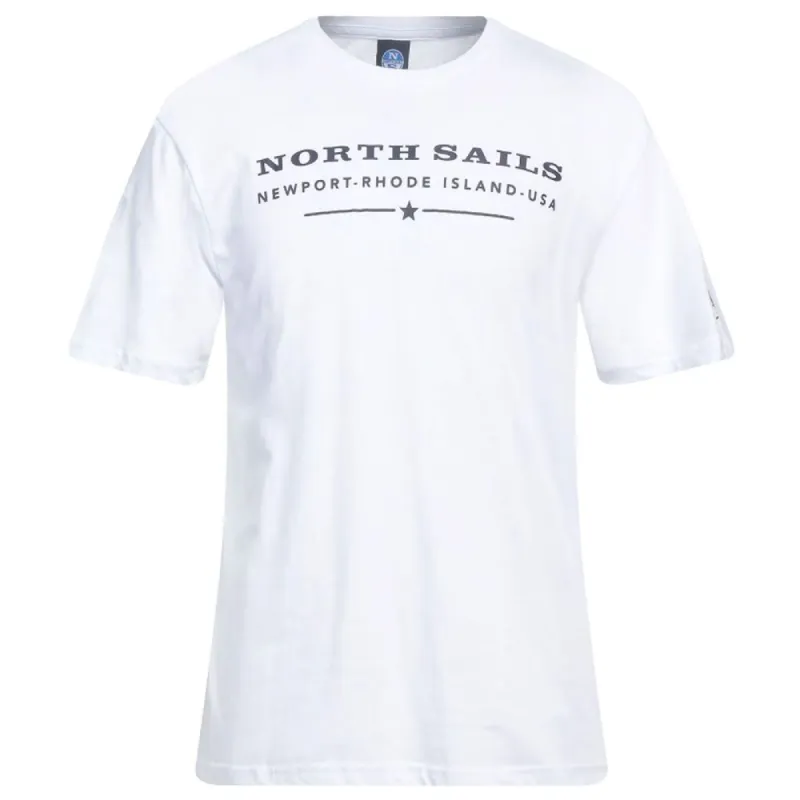 Elegant White Cotton Tee with Chest Print made by North Sails