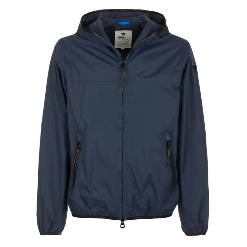 Sleek Blue Nylon Jacket - Zip Closure & Compact Design sold by Louxly