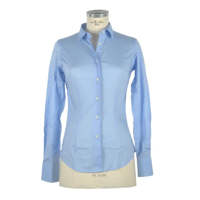 Elegant Light Blue Slim Fit Blouse sold by Louxly