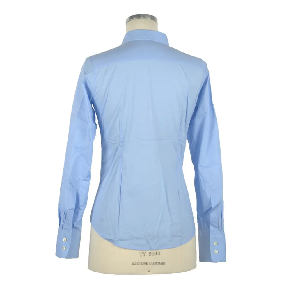 Elegant Light Blue Slim Fit Blouse sold by Louxly product image thumbnail 2