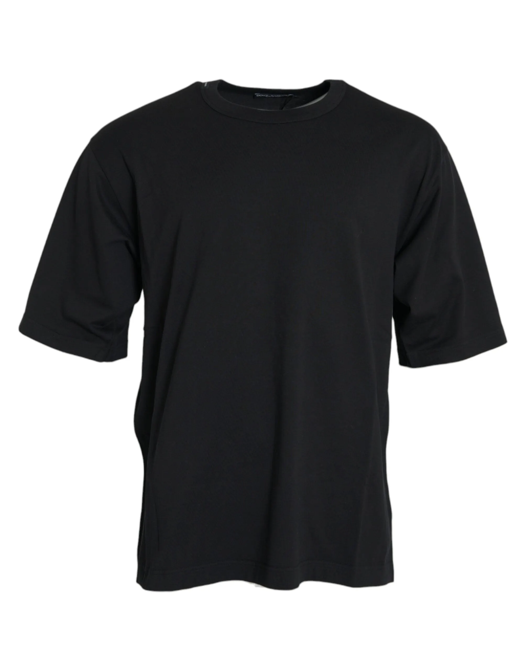 Black Logo Embossed Crew Neck Short Sleeves T-shirt sold by Louxly product image thumbnail 2
