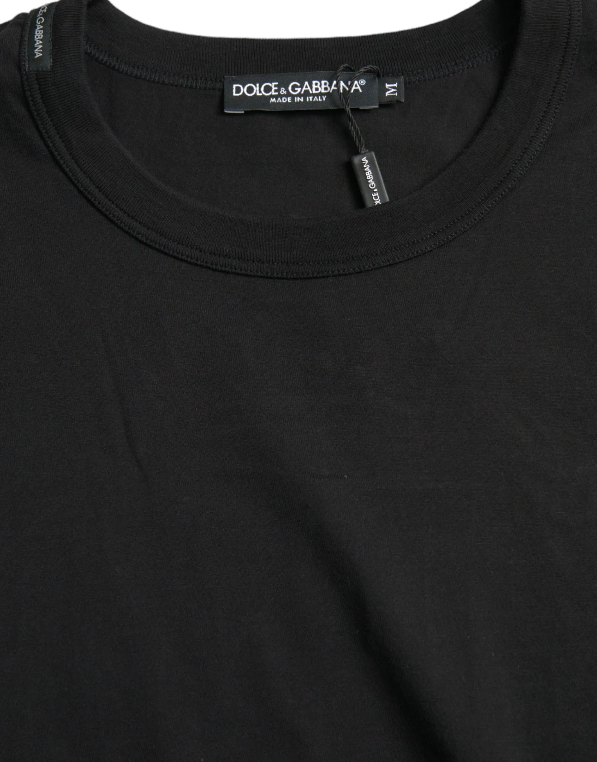 Black Logo Embossed Crew Neck Short Sleeves T-shirt sold by Louxly product image thumbnail 3