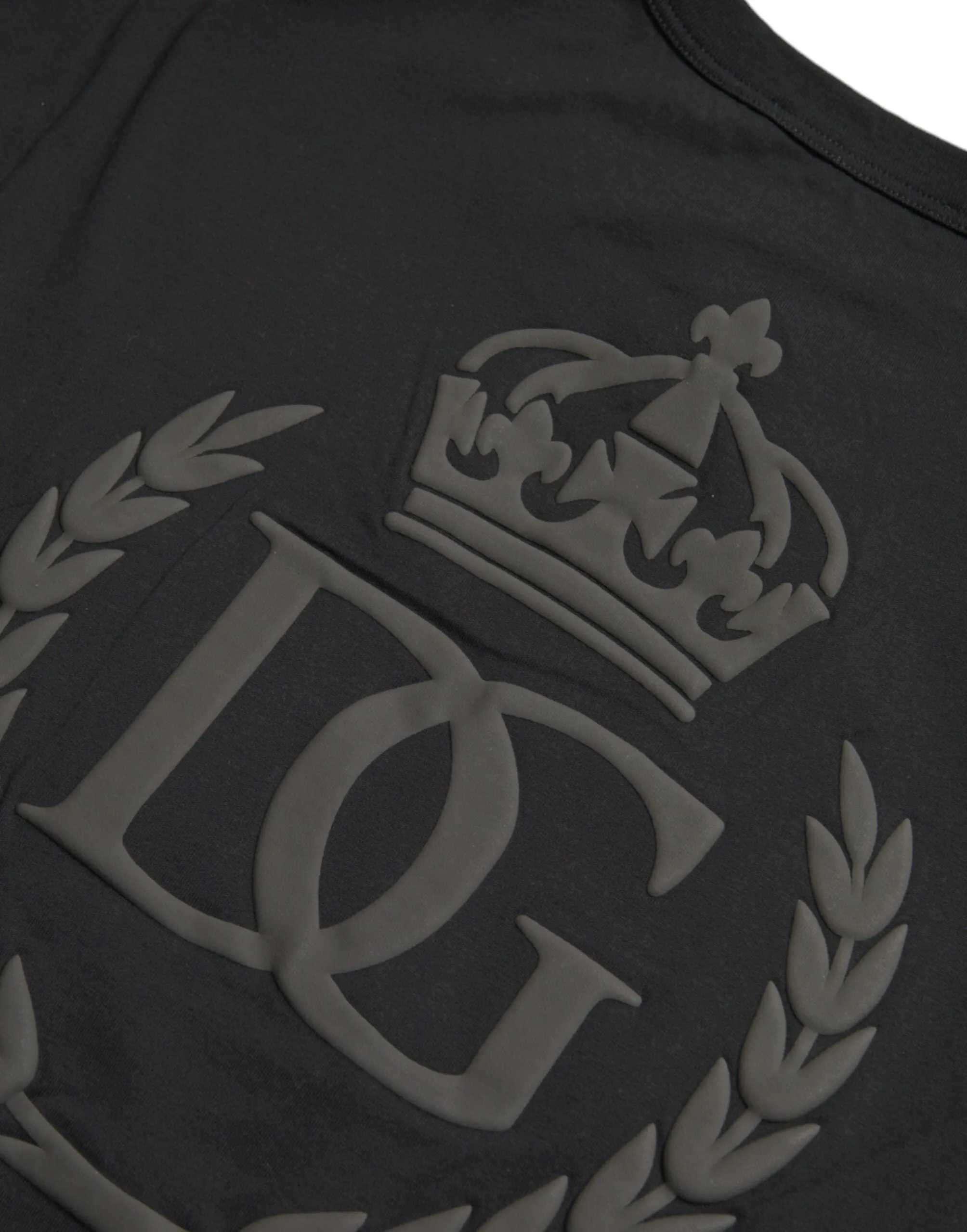 Black Logo Embossed Crew Neck Short Sleeves T-shirt sold by Louxly product image thumbnail 4