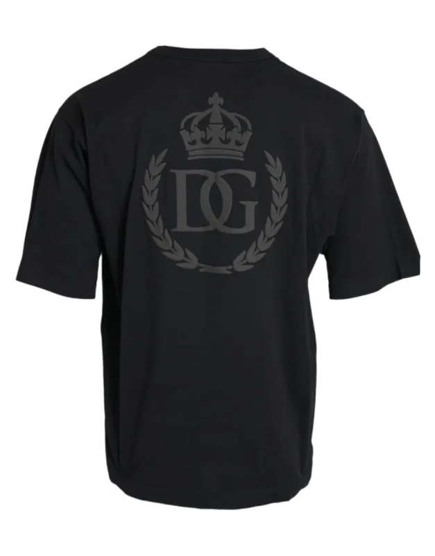 Black Logo Embossed Crew Neck Short Sleeves T-shirt sold by Louxly