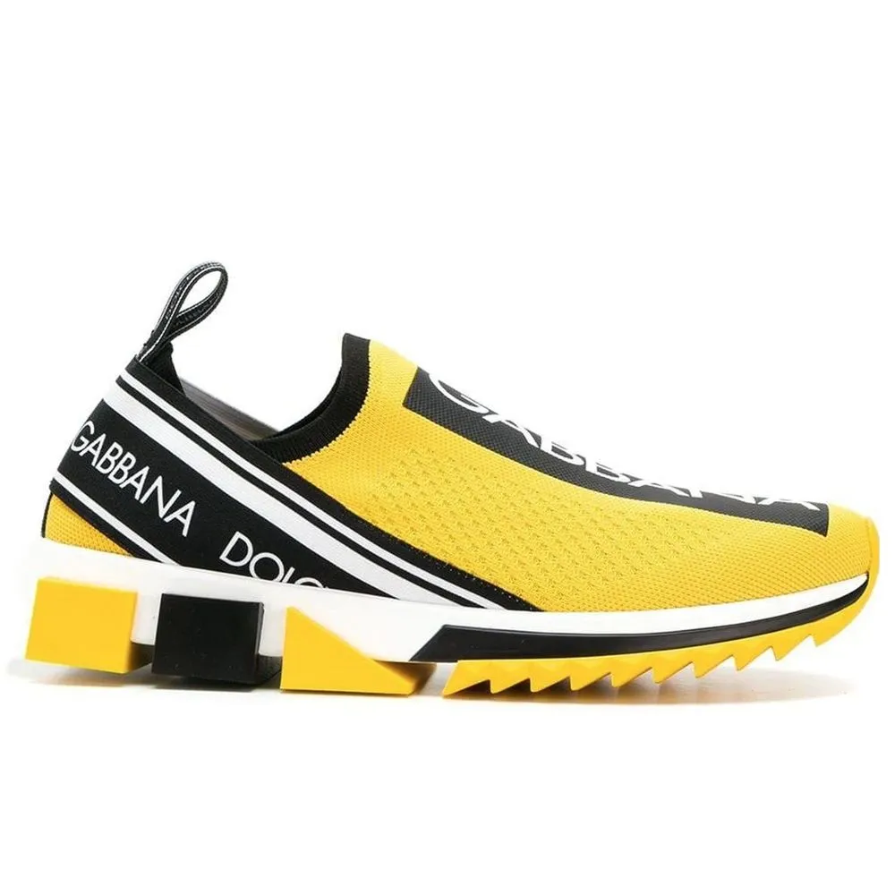 Chic Logo-Print Stretch Sneakers in Vibrant Yellow sold by Louxly
