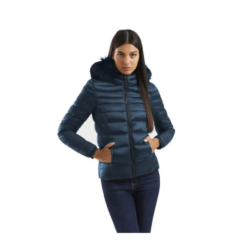 Blue Polyamide Women Jacket made by Louxly