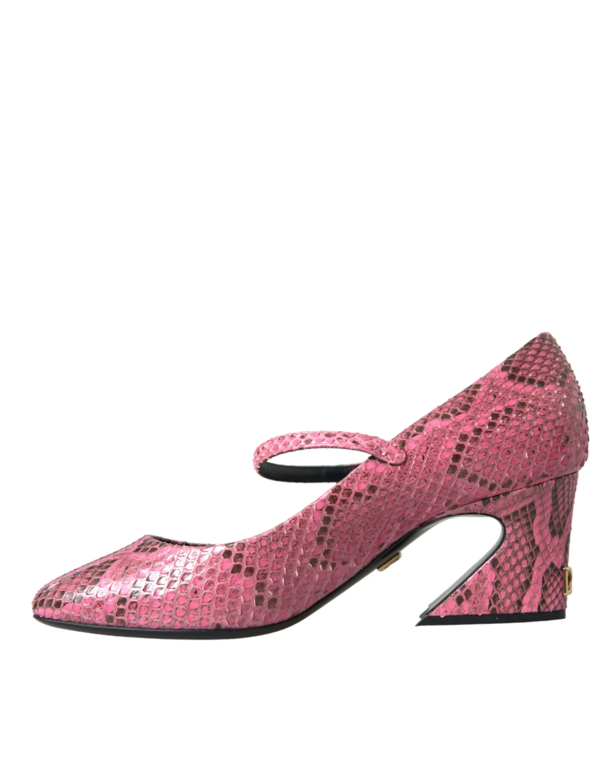 Pink Python Leather Mary Jane Heels Shoes sold by Louxly product image thumbnail 5