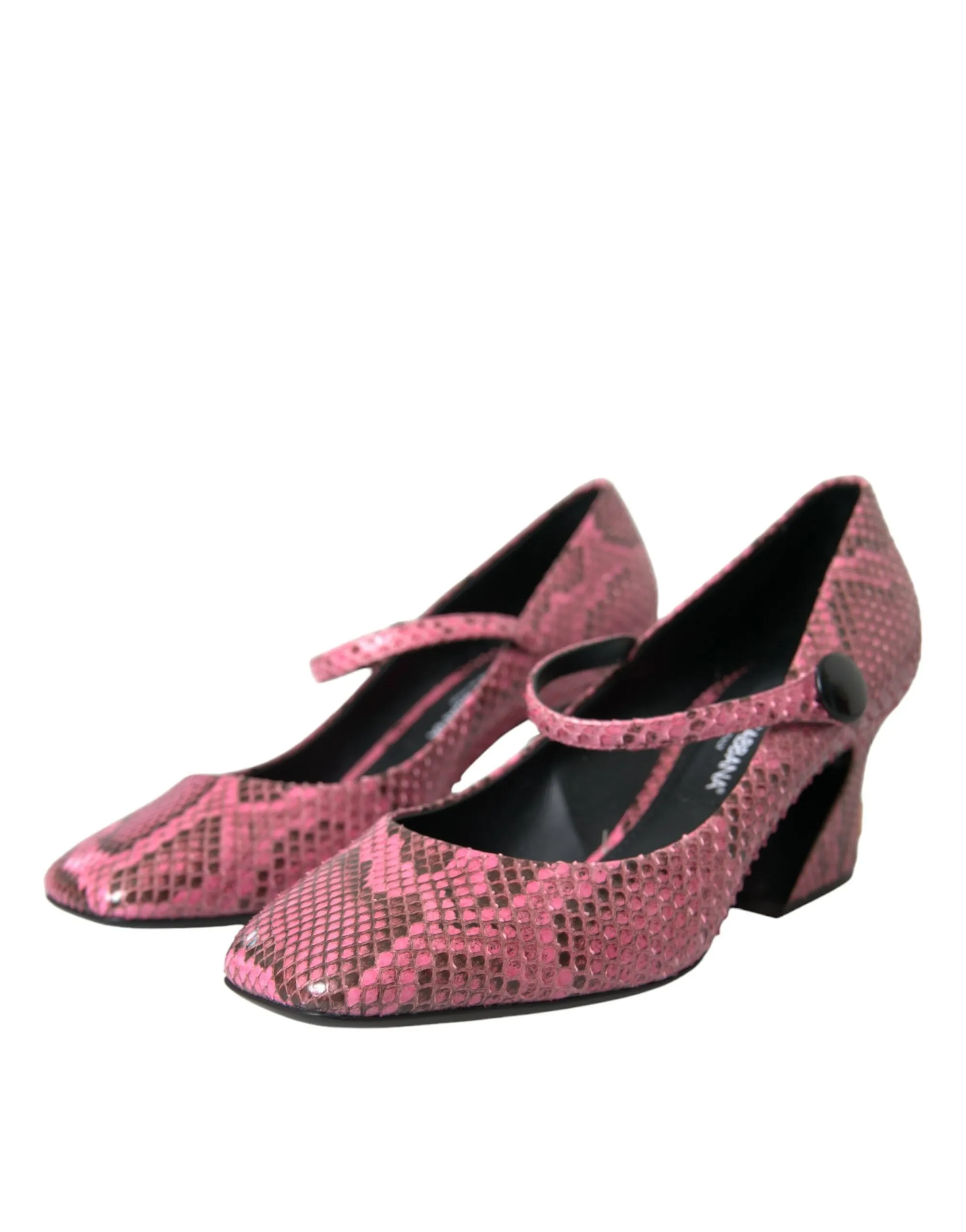 Pink Python Leather Mary Jane Heels Shoes sold by Louxly product image thumbnail 3