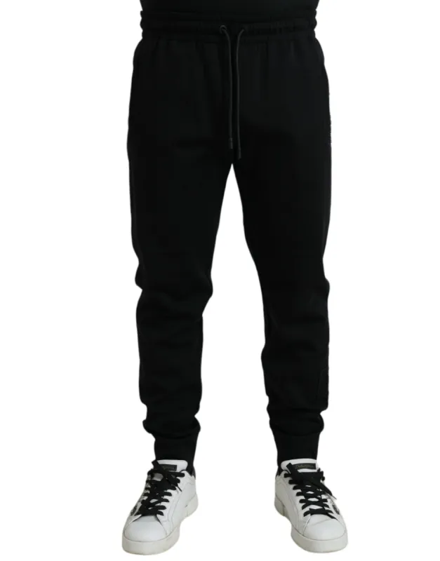 Elegant Black Jogger Pants - Cotton & Nylon Blend sold by Louxly