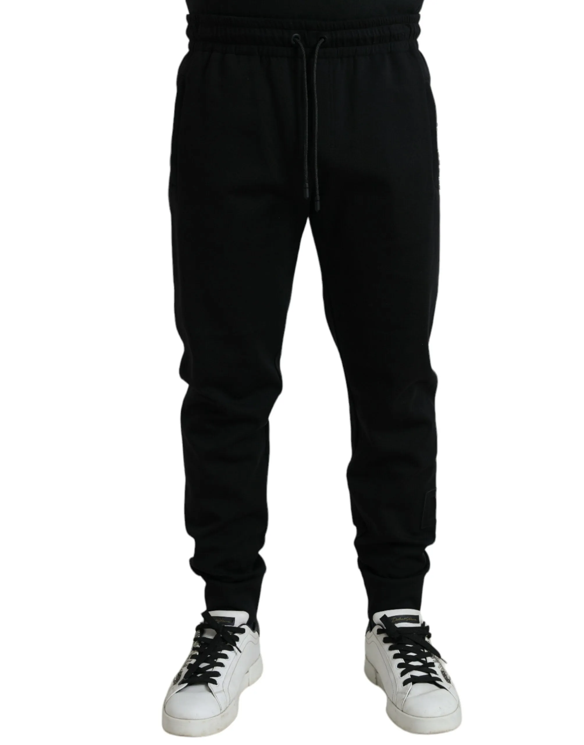 Elegant Black Jogger Pants - Cotton & Nylon Blend sold by Louxly