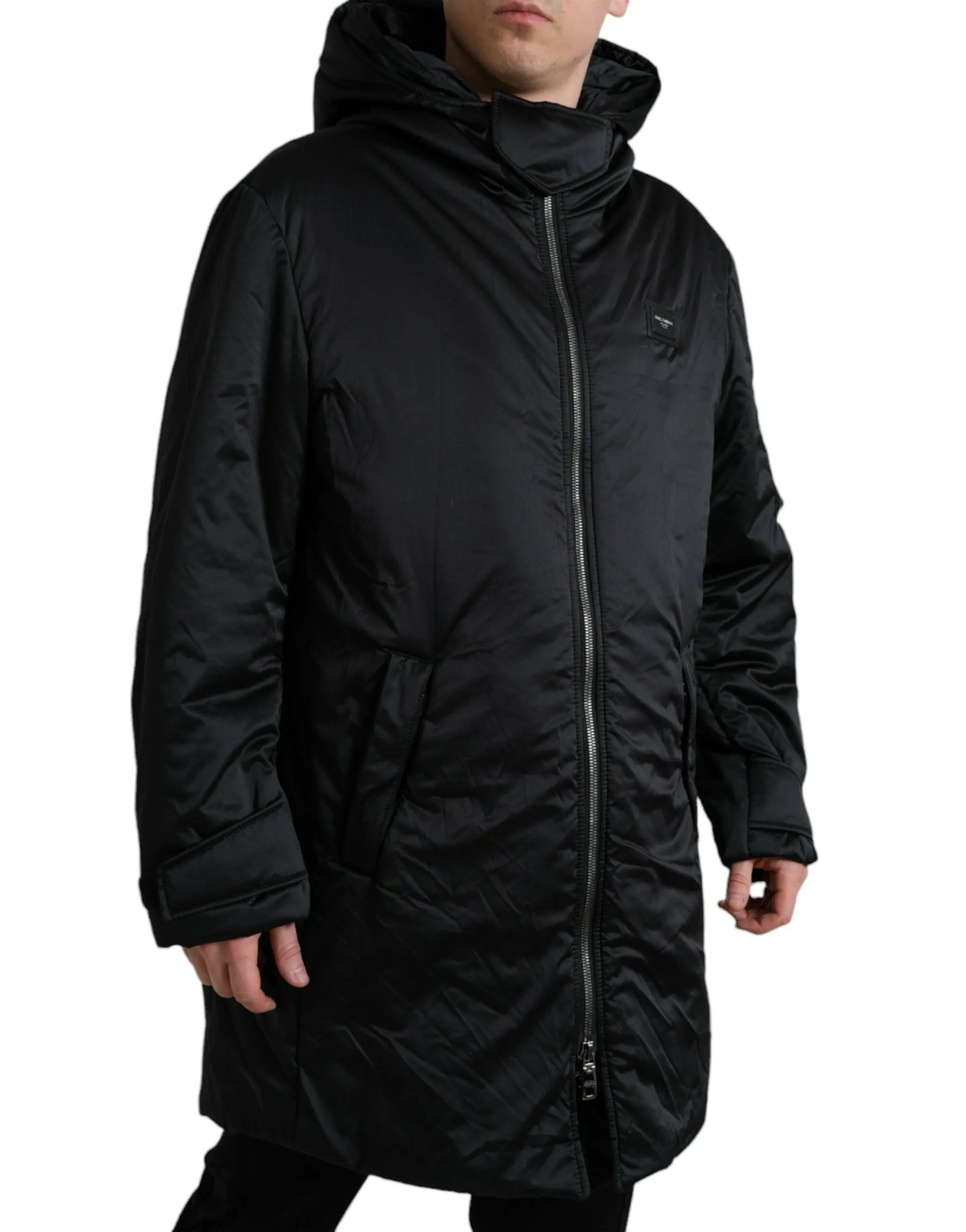 Elegant Black Hooded Parka Jacket sold by Louxly product image thumbnail 2