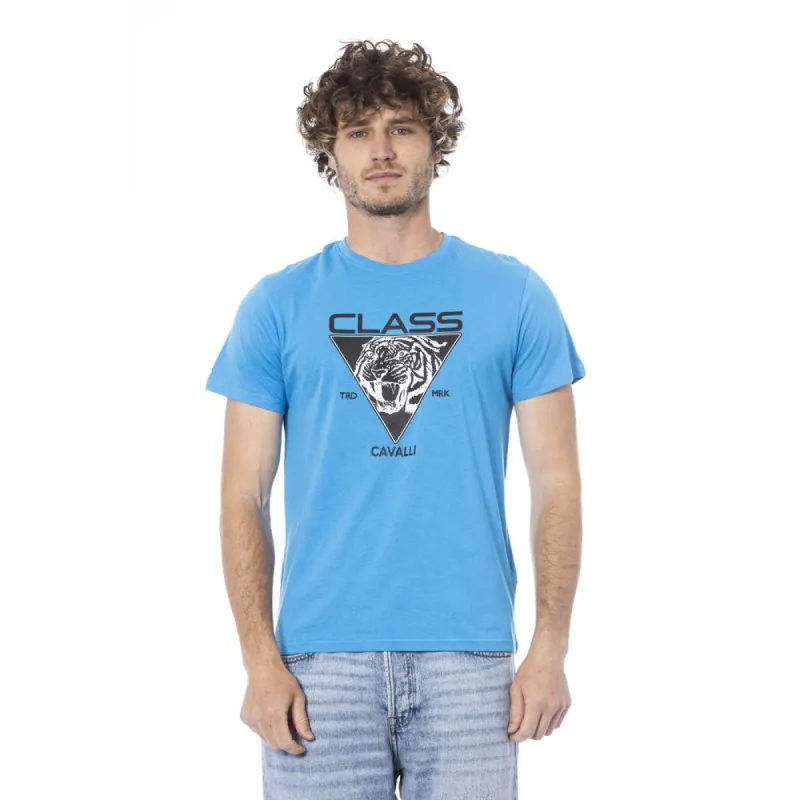 Light Blue Cotton Men T-Shirt sold by Louxly