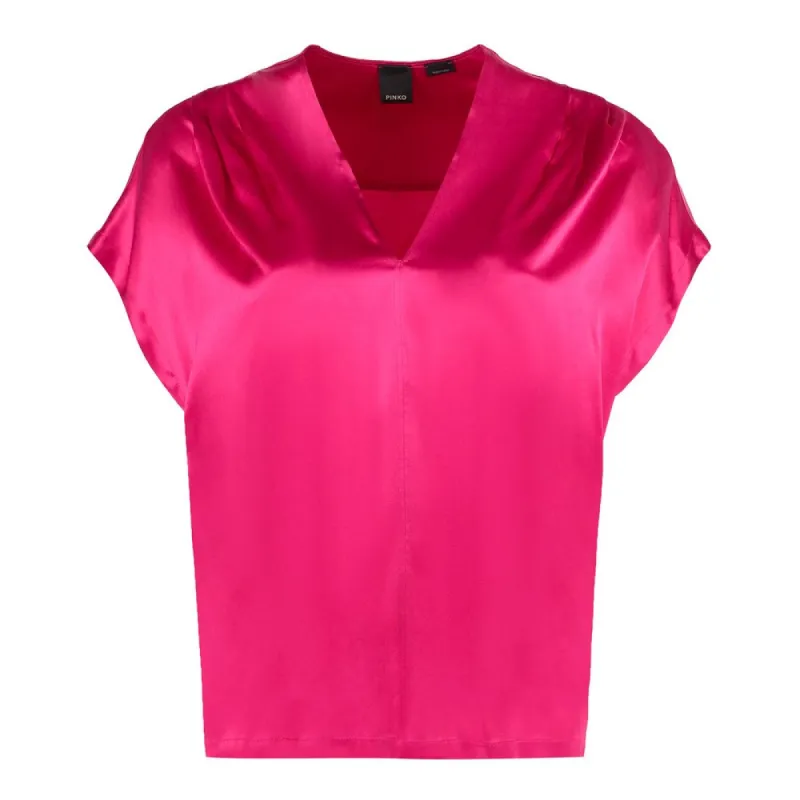 Elegant Fuchsia Silk Blend Blouse sold by Louxly
