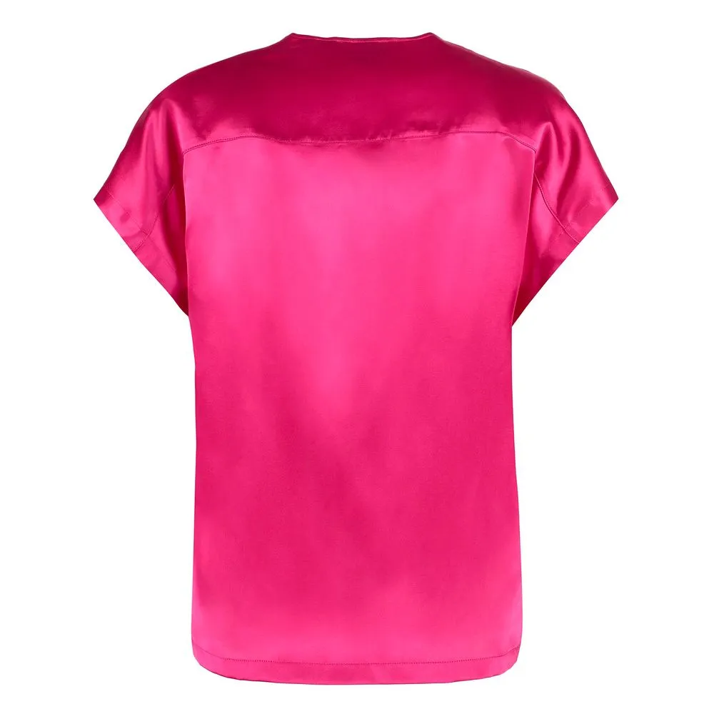 Elegant Fuchsia Silk Blend Blouse sold by Louxly product image thumbnail 2