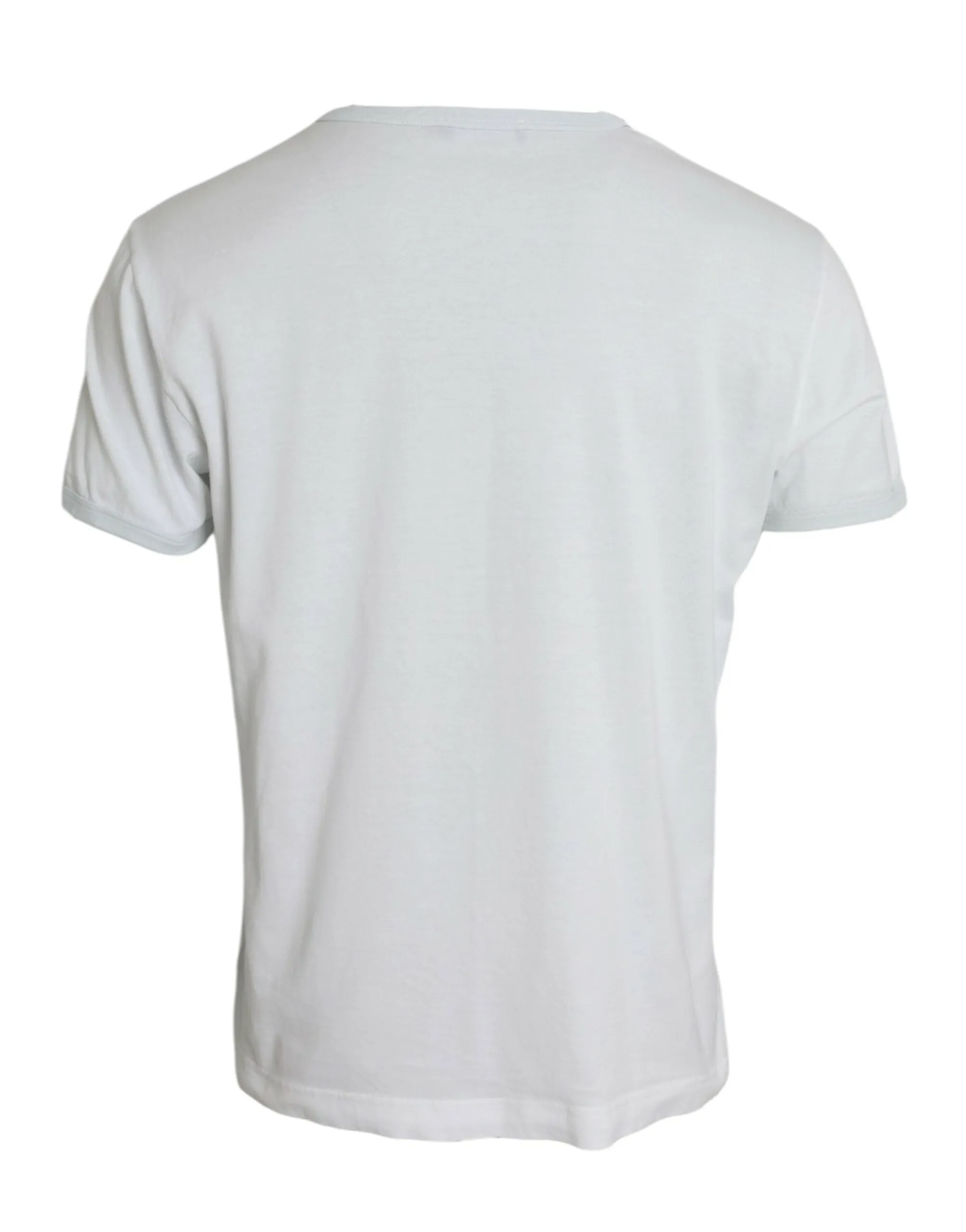 White Cotton Round Neck Short Sleeve T-shirt sold by Louxly product image thumbnail 2